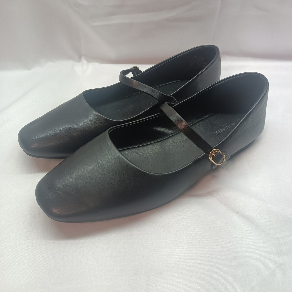 Banana Republic Womens 9 Black Mary Jane Flats Round Toe Buckle Strap Casual